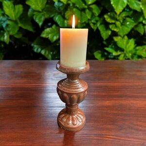 Large Ceramic Pedestal Rust Red Candle holder